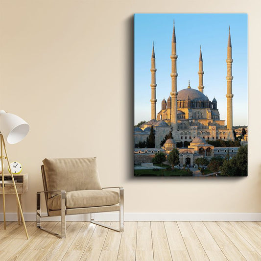 Selimiye Camii - Altın Işıkta Dört Minare Kanvas Tablo