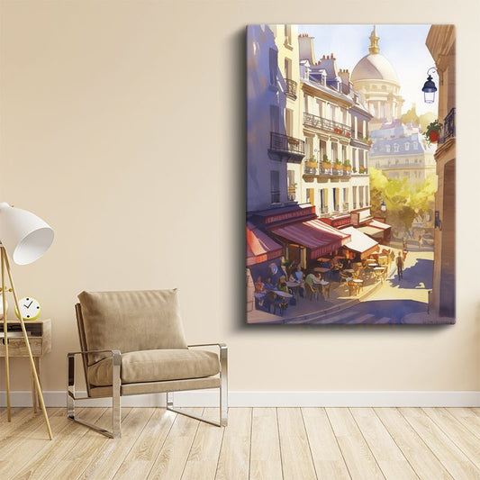 Paris Sokakları - Panthéon Manzaralı Kafe Kültürü Kanvas Tablo