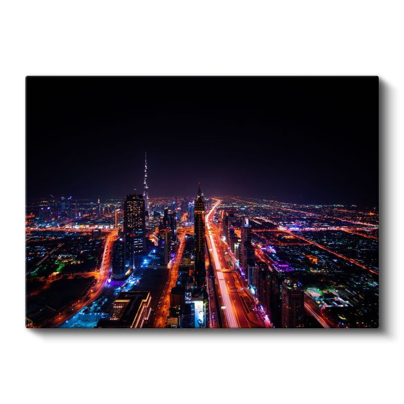 Dubai Gece Manzarası - Işıklar Şehri Kanvas Tablo