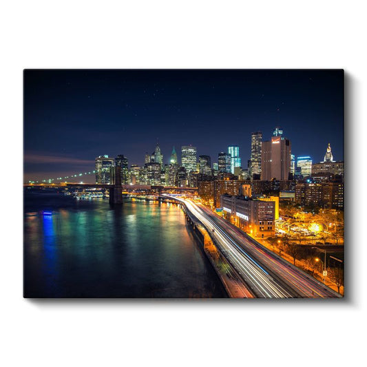 New York Gece Işıkları - Manhattan Silueti Kanvas Tablo