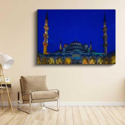 Mavi Işıklar Altında - Gece Sultanahmet Silüeti Kanvas Tablo
