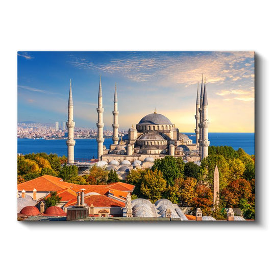 Mavi Cami - Sonbahar Renkleriyle İstanbul Kanvas Tablo