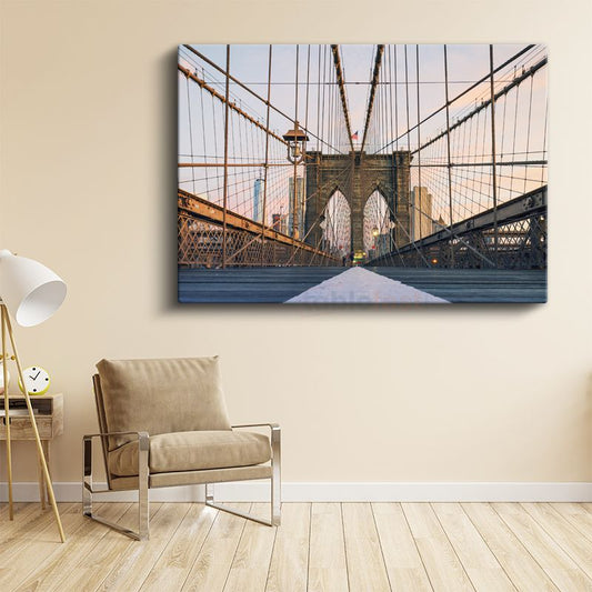 Brooklyn Köprüsü - Merkez Perspektif Kanvas Tablo
