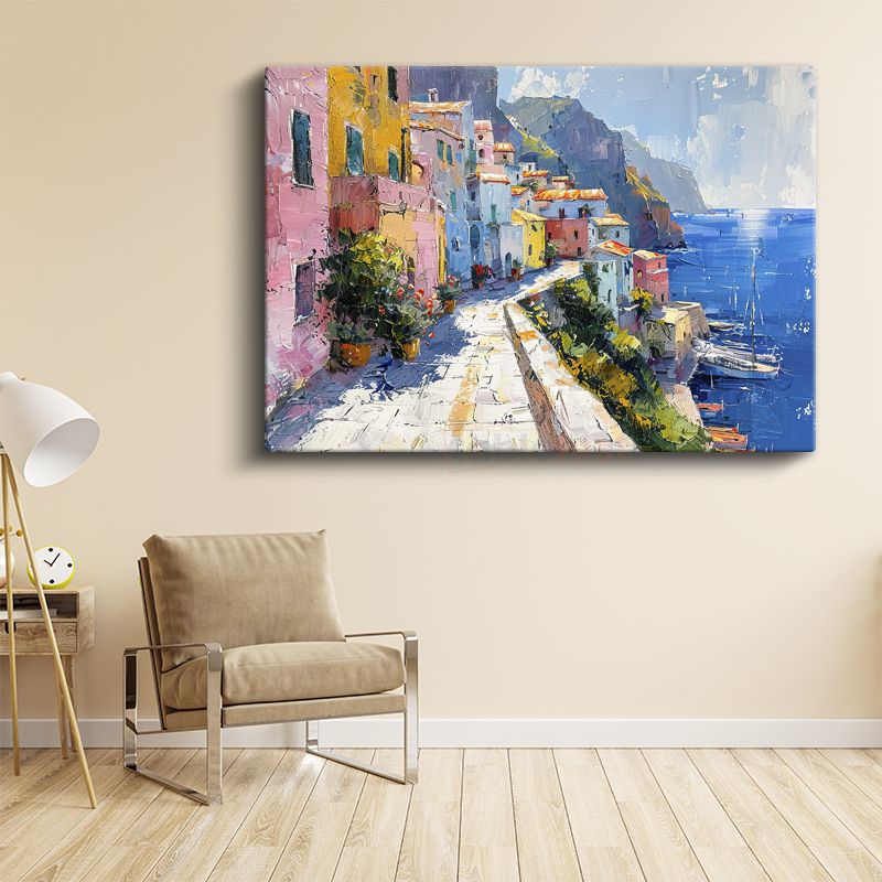 Amalfi Sokakları - Renkli Akdeniz Evleri Kanvas Tablo