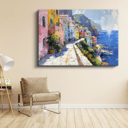 Amalfi Sokakları - Renkli Akdeniz Evleri Kanvas Tablo