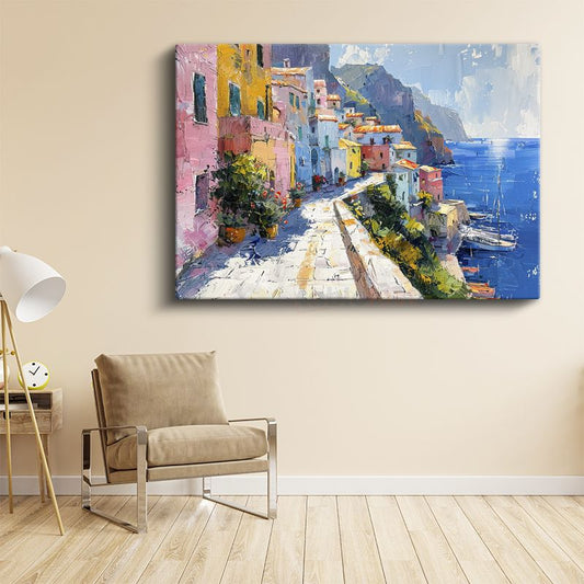 Amalfi Sokakları - Renkli Akdeniz Evleri Kanvas Tablo