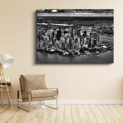 Manhattan Adası - Havadan Şehir Panoraması Kanvas Tablo
