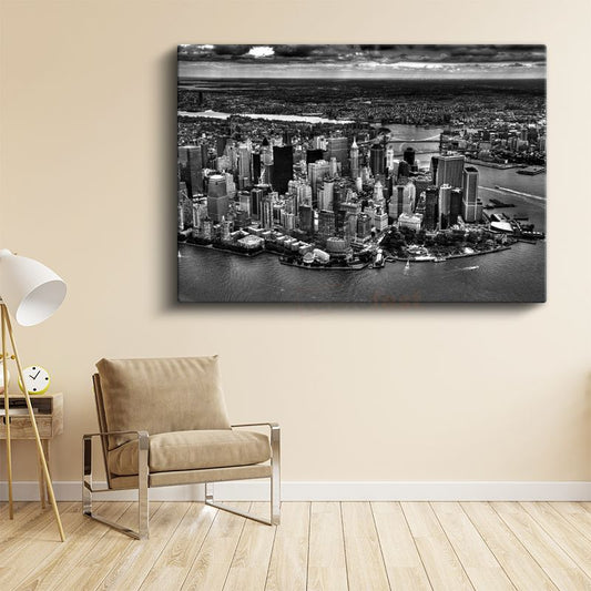 Manhattan Adası - Havadan Şehir Panoraması Kanvas Tablo