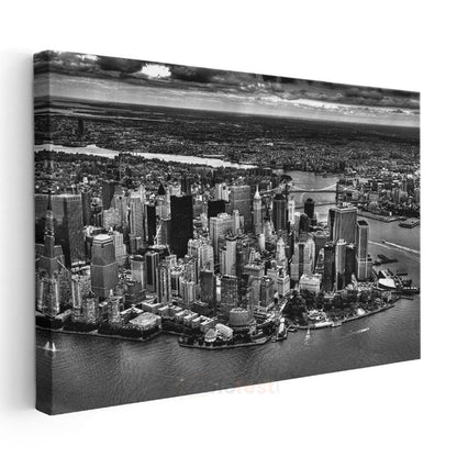 Manhattan Adası - Havadan Şehir Panoraması Kanvas Tablo