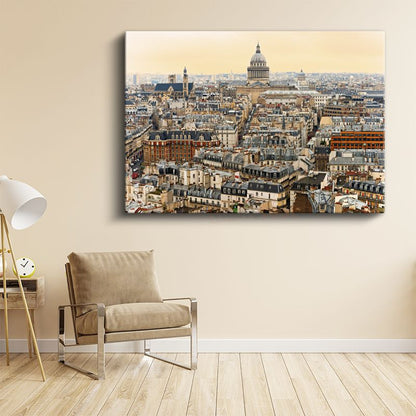 Paris Çatıları - Pantheon Manzarası Kanvas Tablo