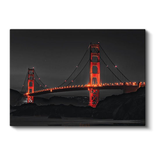 Golden Gate - Kırmızı Silüet Kanvas Tablo