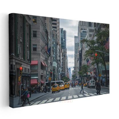 New York Caddesi - Sarı Taksiler Kanvas Tablo