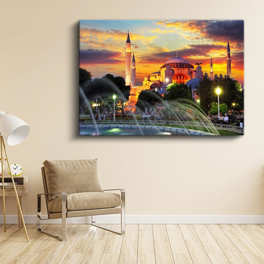 Ayasofya Camii - Günbatımı Silüeti Kanvas Tablo