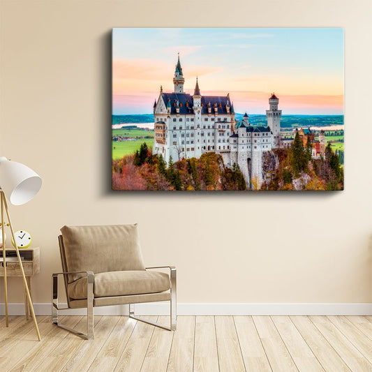 Neuschwanstein Şatosu - Pastoral Manzara Kanvas Tablo
