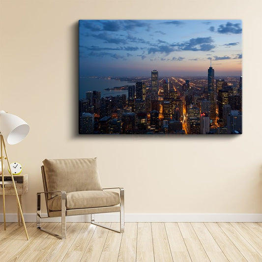 Chicago Gökdelenleri - Akşam Panoraması Kanvas Tablo