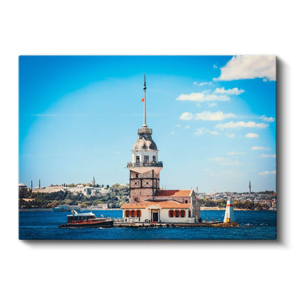 Kız Kulesi - Mavi Gökyüzü Altında Kanvas Tablo