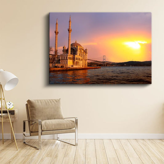 Ortaköy Camii - Günbatımı Silüeti Kanvas Tablo