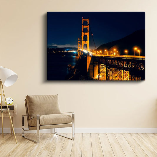 Golden Gate Köprüsü - Gece Görünümü Kanvas Tablo