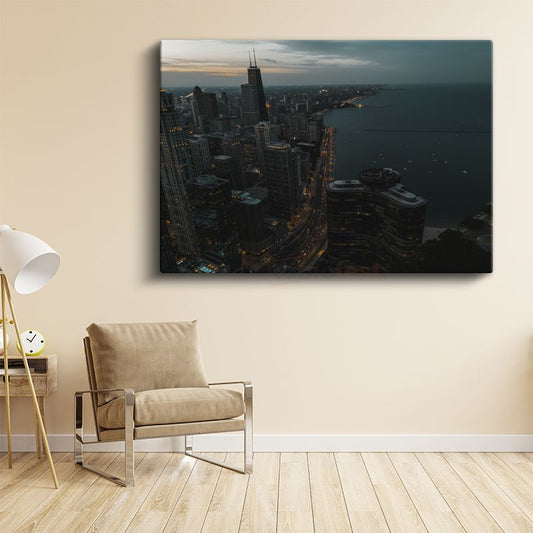 Chicago Gökdelenleri - Akşam Panoraması Kanvas Tablo