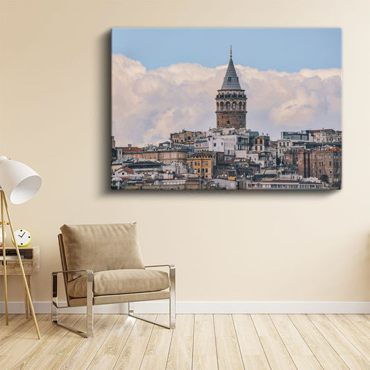 Galata Kulesi - İstanbul Siluetinde Tarihi Yapı Kanvas Tablo