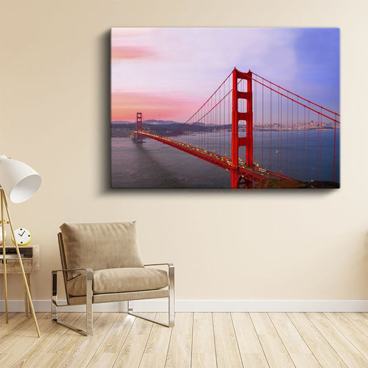 Golden Gate - Pembe Gökyüzü Altında İkonik Köprü Kanvas Tablo
