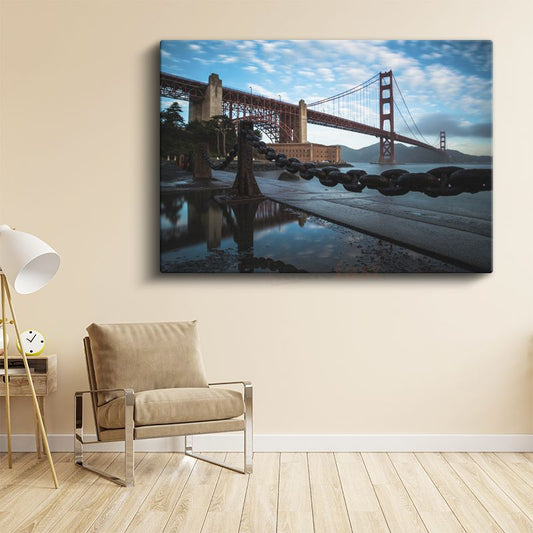 Golden Gate - Mavi Gökyüzü Altında İkonik Köprü Kanvas Tablo