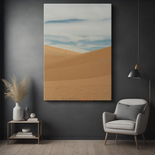 Altın Kumul Tepeler - Minimalist Çöl Manzarası Kanvas Tablo