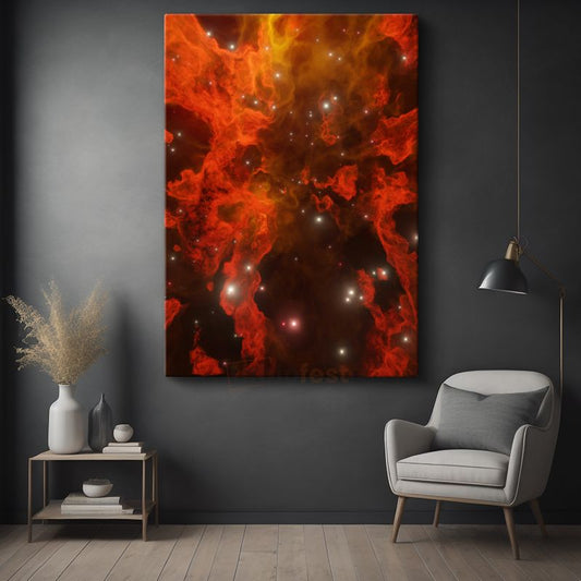 Kozmik Nebula - Kızıl Yıldız Tozları ve Uzayın Derinlikleri Kanvas Tablo