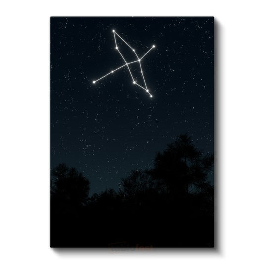 Takımyıldız - Gece Gökyüzünde Parlayan Yıldız Deseni Kanvas Tablo