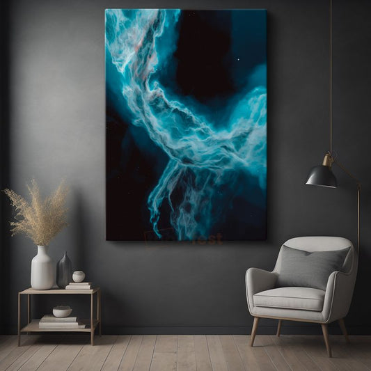 Turkuaz Nebula - Kozmik Enerji Akışı Kanvas Tablo