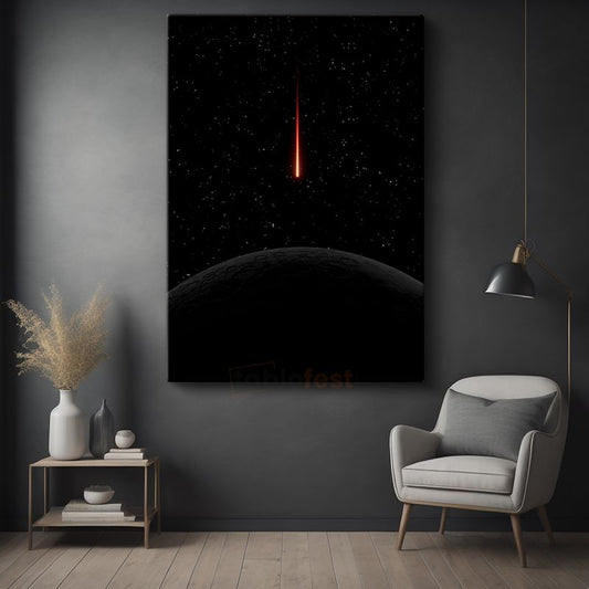Meteor Yağmuru - Karanlık Gökyüzünde Işık İzi Kanvas Tablo