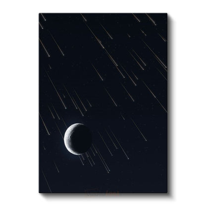 Meteor Yağmuru - Ay Işığı Altında Gökyüzü Kanvas Tablo