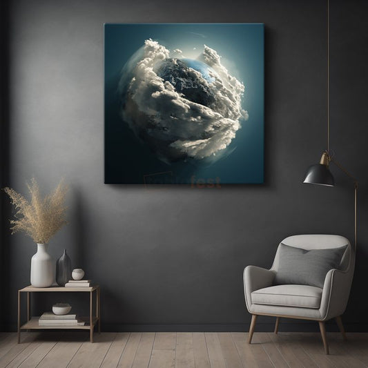 Bulutlu Dünya - Kozmik Atmosfer Kanvas Tablo
