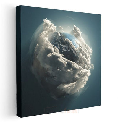 Bulutlu Dünya - Kozmik Atmosfer Kanvas Tablo