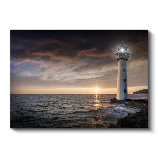 Deniz Feneri - Gün Batımında Huzur Veren Işık Kanvas Tablo