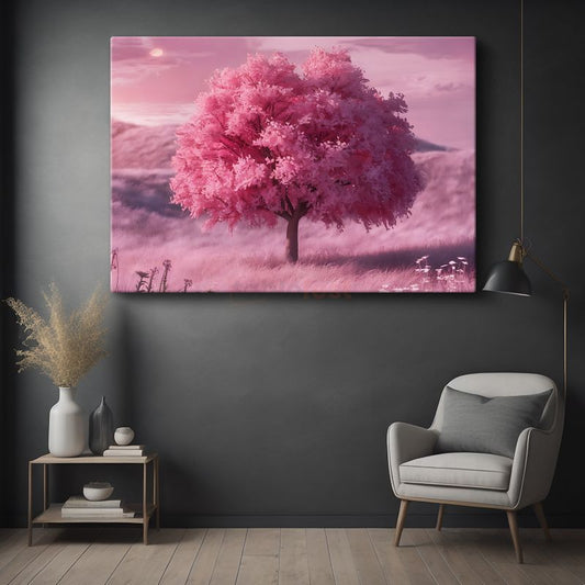 Pembe Çiçekli Ağaç - Bahar Rüyası Kanvas Tablo