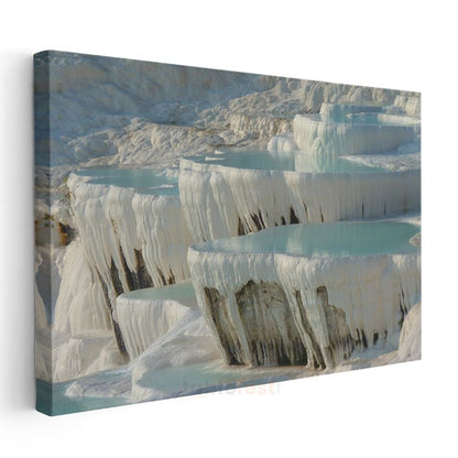 Pamukkale Travertenleri - Beyaz Mermer Havuzların Turkuaz Suları Kanvas Tablo
