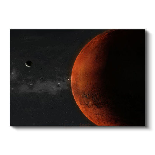 Kızıl Gezegen - Mars ve Uydusu Kanvas Tablo