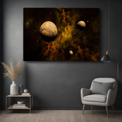 Kozmik Doğuş - Nebula İçinde Gezegenler Kanvas Tablo