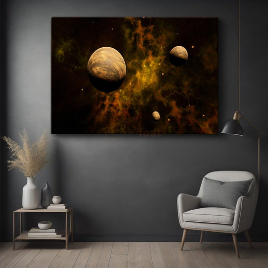 Kozmik Doğuş - Nebula İçinde Gezegenler Kanvas Tablo