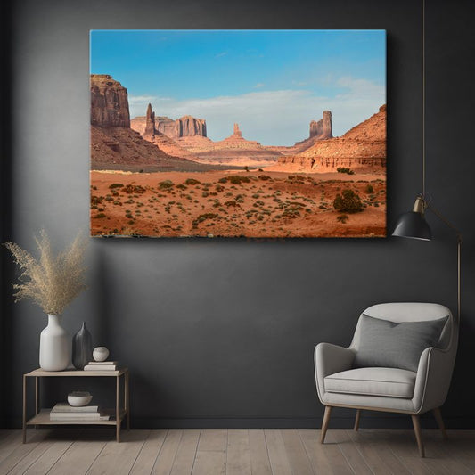 Monument Valley - Kızıl Kayalıklar Manzarası Kanvas Tablo