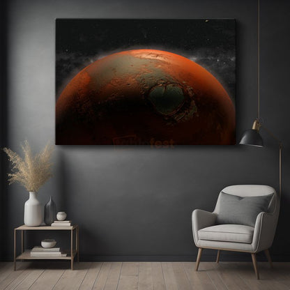Mars - Kızıl Gezegen Krater Manzarası Kanvas Tablo