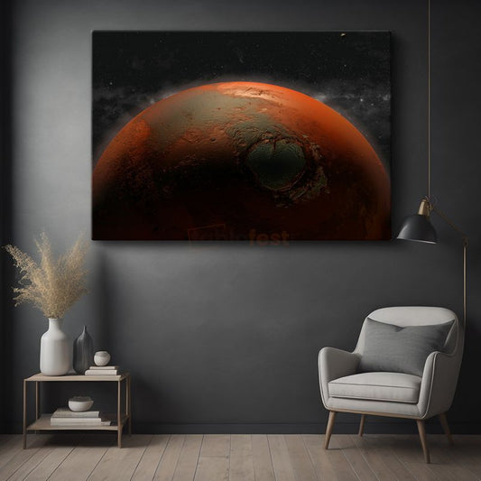 Mars - Kızıl Gezegen Krater Manzarası Kanvas Tablo