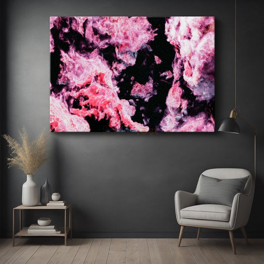 Nebula Patlaması - Pembe Kozmik Enerji Dalgaları Kanvas Tablo