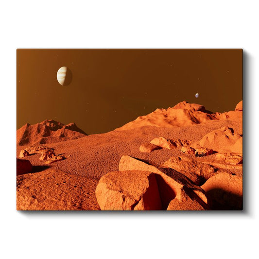 Mars Manzarası - Turuncu Kayalık Gezegen Yüzeyi Kanvas Tablo