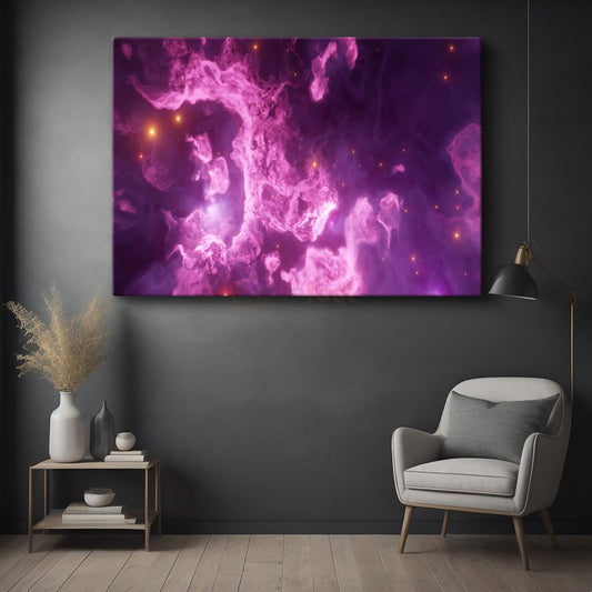 Kozmik Nebula - Mor Galaksi Işıltısı Kanvas Tablo