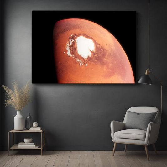 Olympus Mons - Mars'ın Buzla Kaplı Muhteşem Krater Manzarası Kanvas Tablo