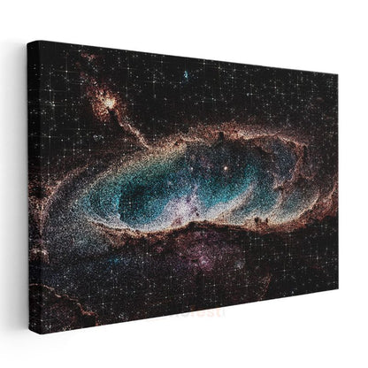Kozmik Nebula - Yıldızlarla Bezeli Mavi Uzay Bulutu Kanvas Tablo