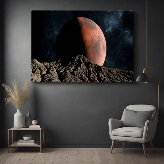 Mars Manzarası - Kızıl Gezegen Yükselişi Kanvas Tablo