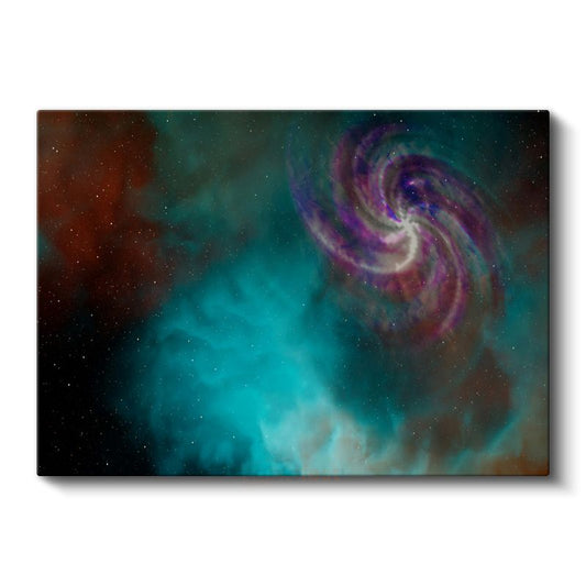 Galaksi Spirali - Turkuaz Nebula Dansı Kanvas Tablo